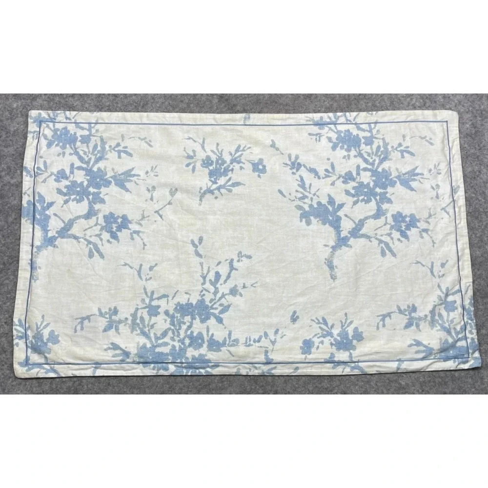 Ralph Lauren Eva Botanical King Pillow Sham Blue Cream